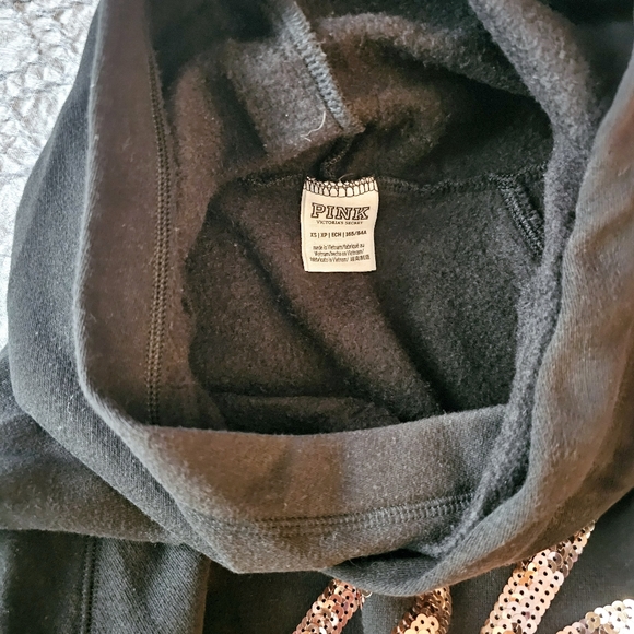 Pink Victoria's Secret Bling Hooded Sweatshirt XS EUC - Picture 2 of 4